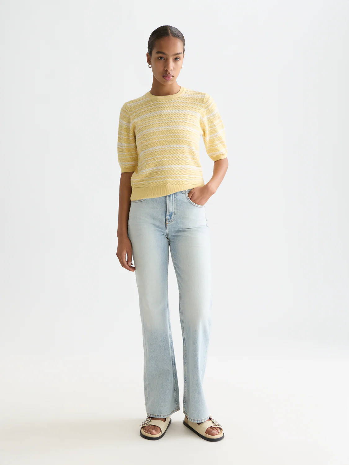 Textured stripe knitted top - Image 2