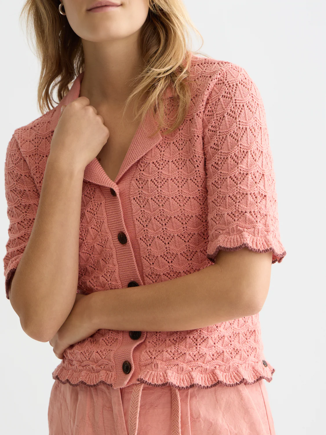 Pointelle short sleeve cardigan - Image 10