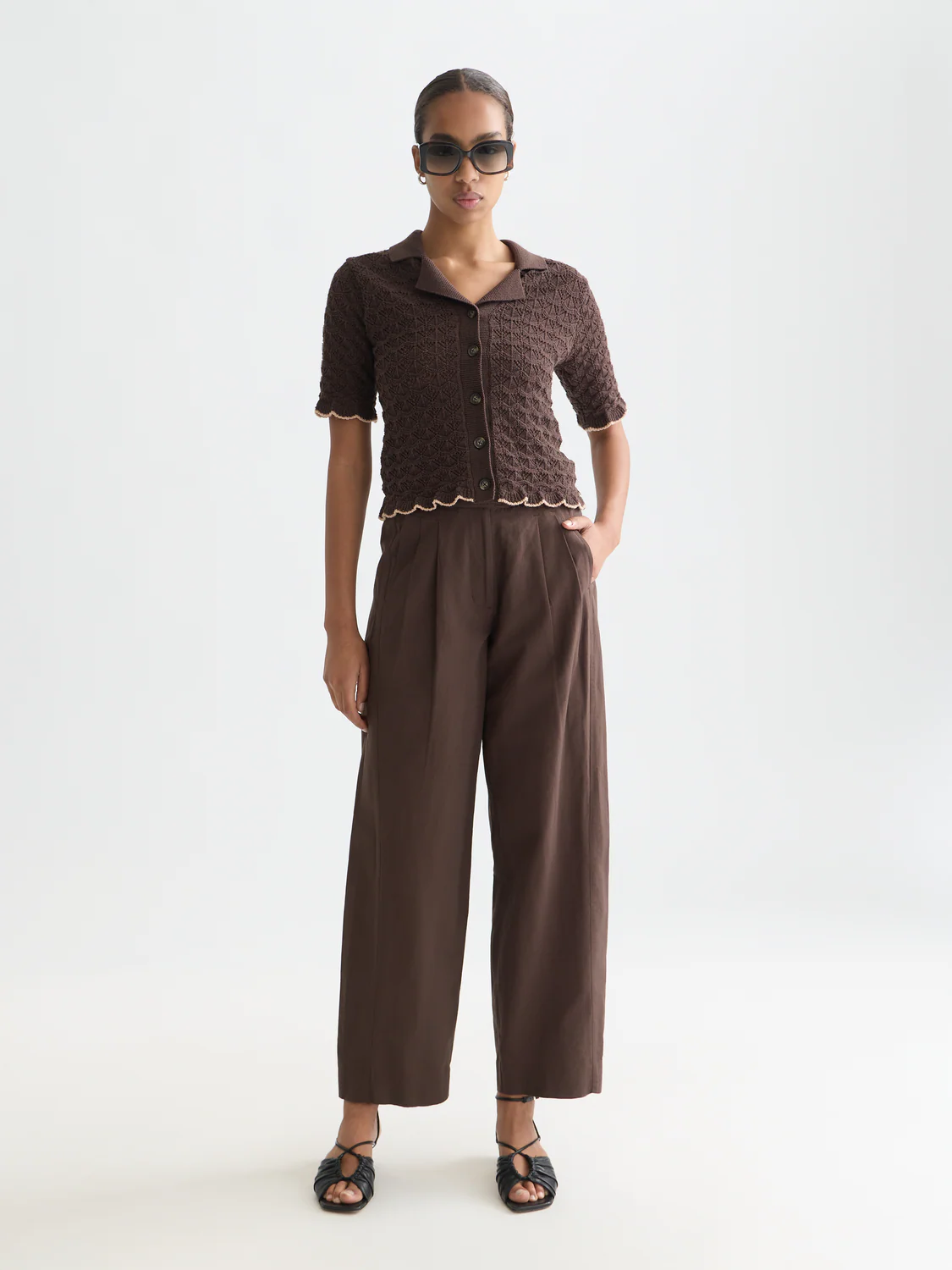 Pointelle short sleeve cardigan - Image 2