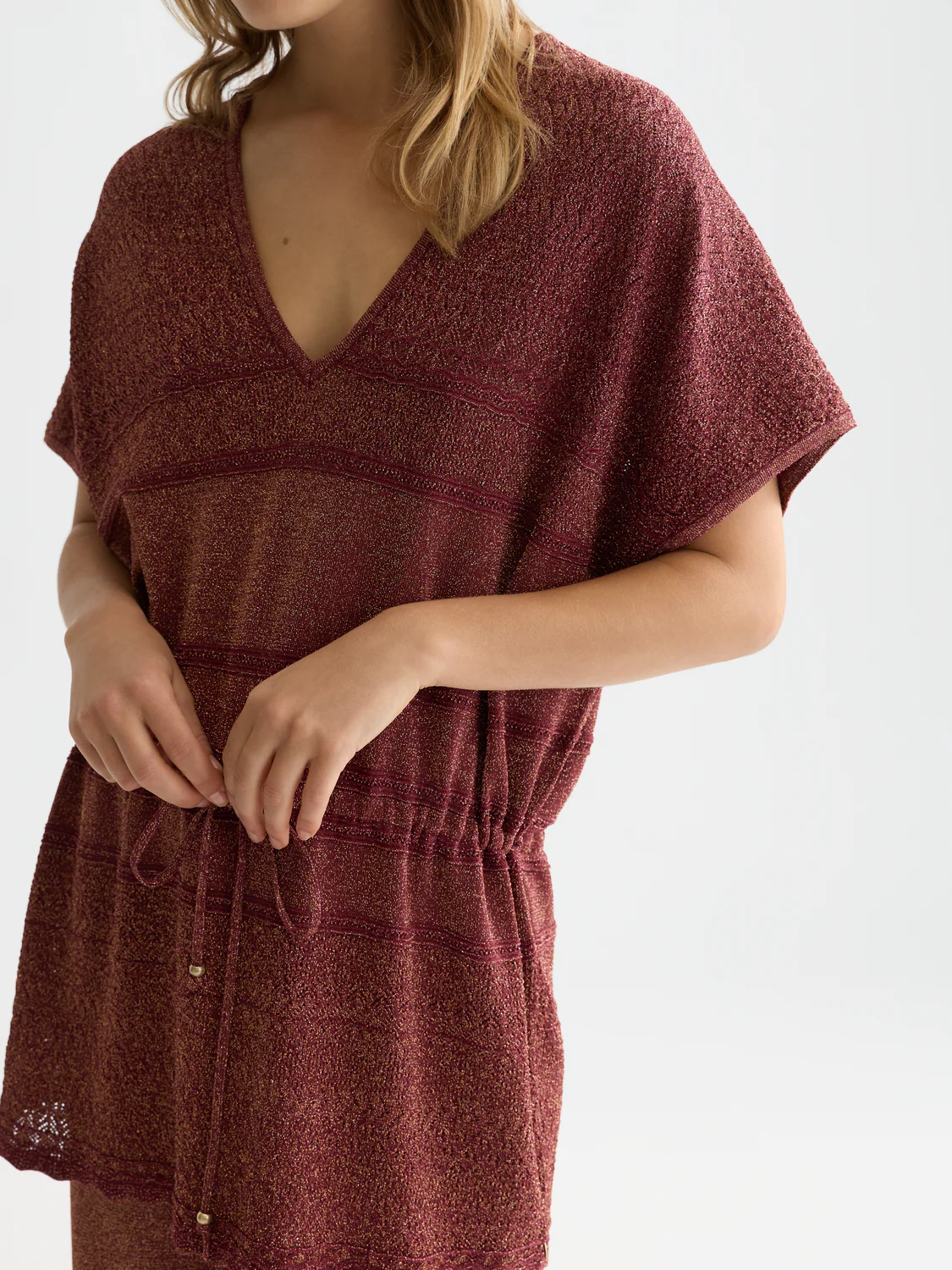 Metallic pointelle knitted tunic - Image 3