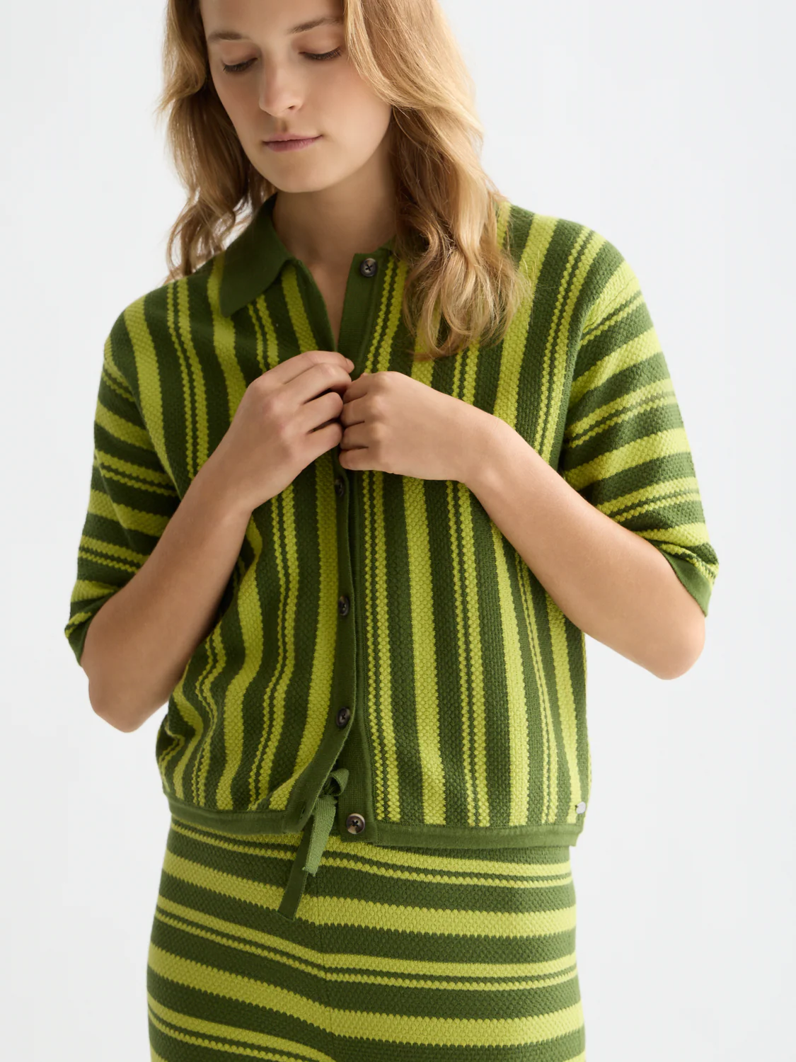 Textured vertical stripe knitted top - Image 3