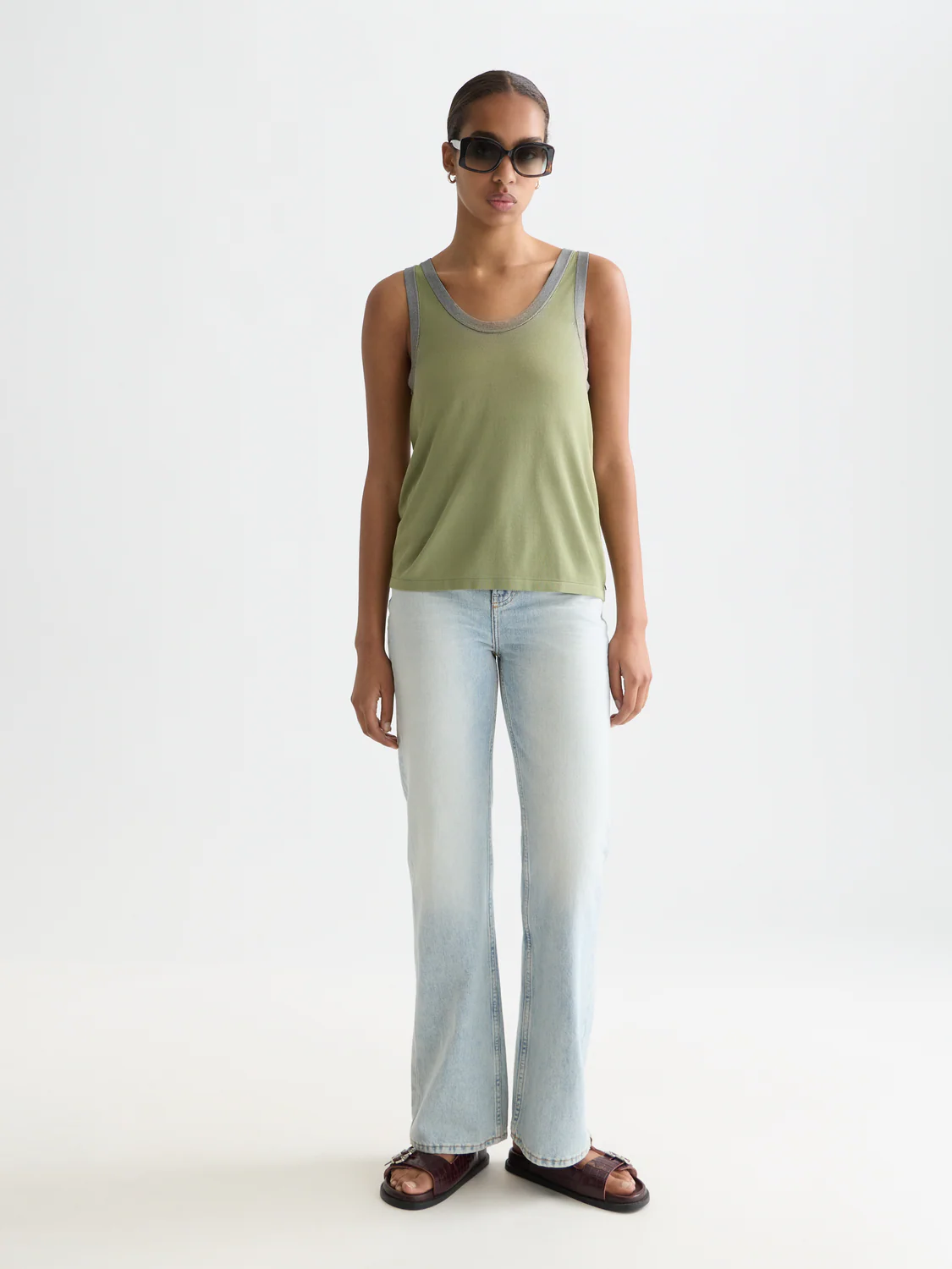 Stripe trim relaxed knitted vest - Image 2