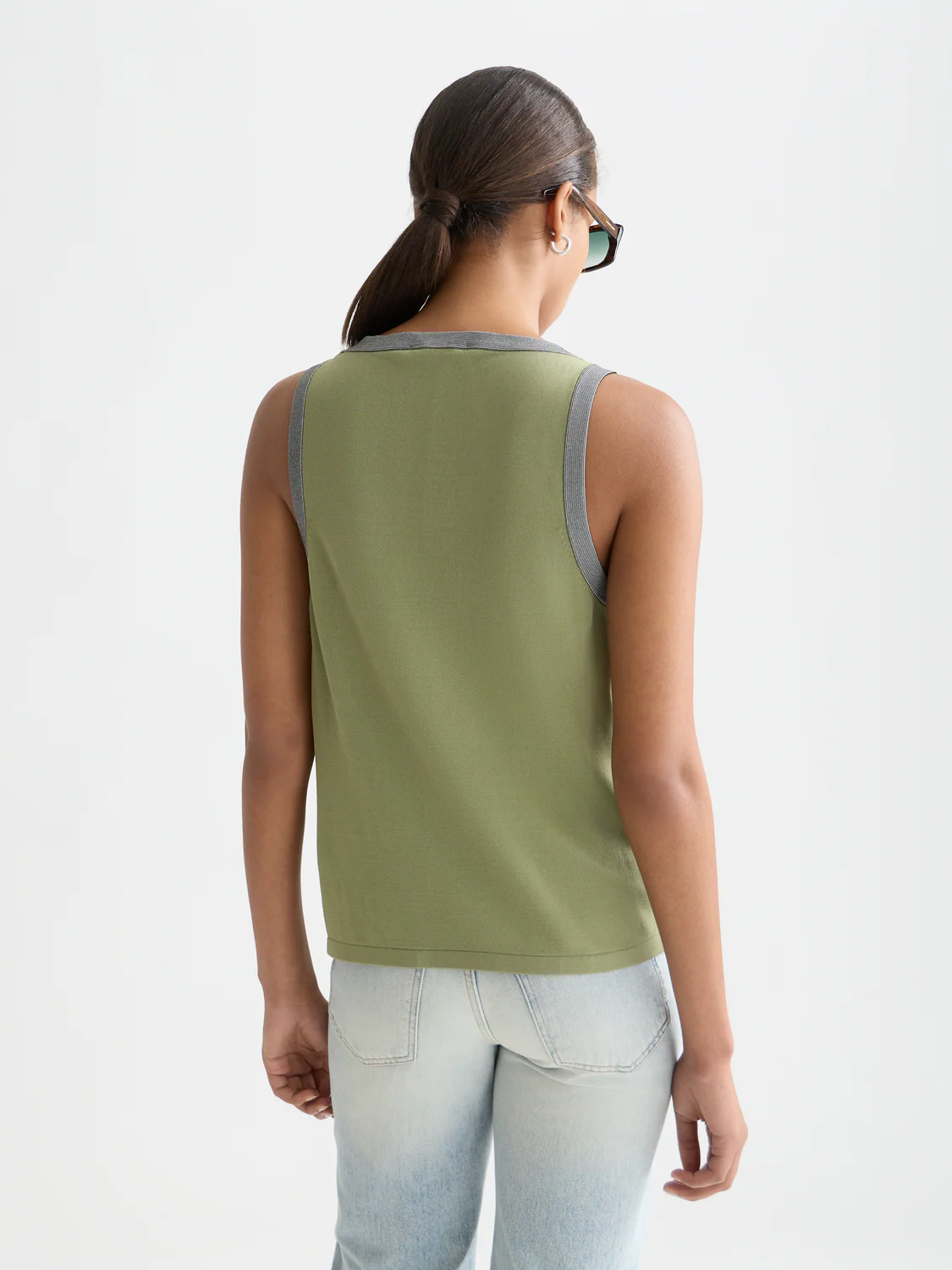 Stripe trim relaxed knitted vest - Image 3