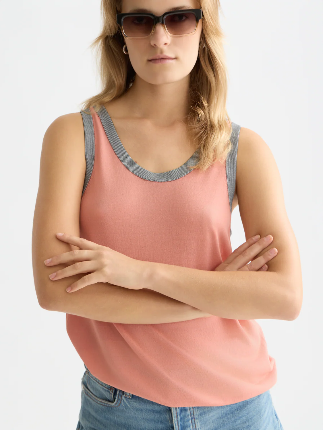 Stripe trim relaxed knitted vest - Image 9
