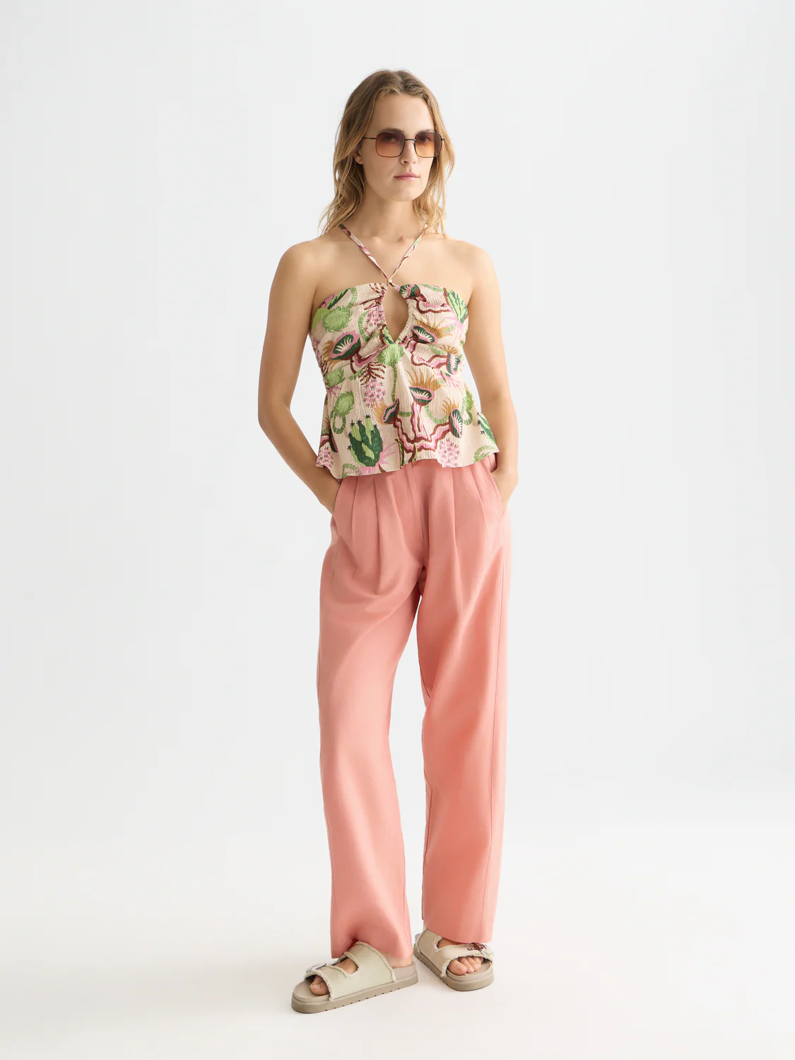 Cotton seersucker keyhole halter top - Image 2