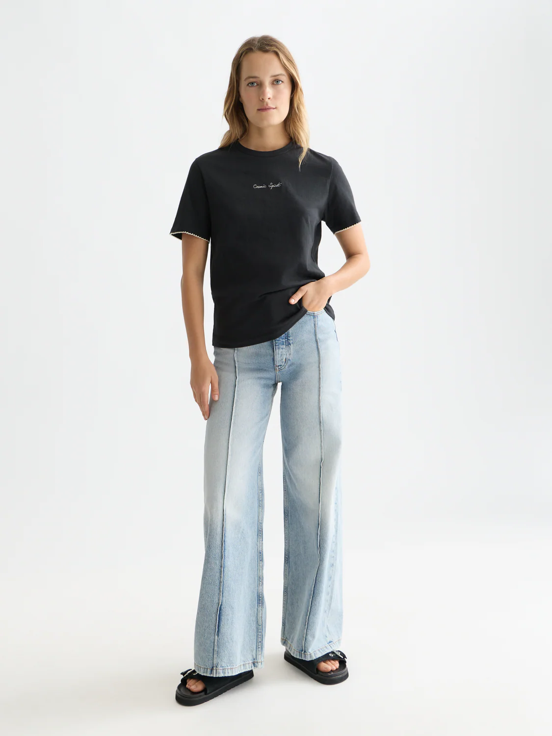 Embroidered slub T-shirt - Image 9
