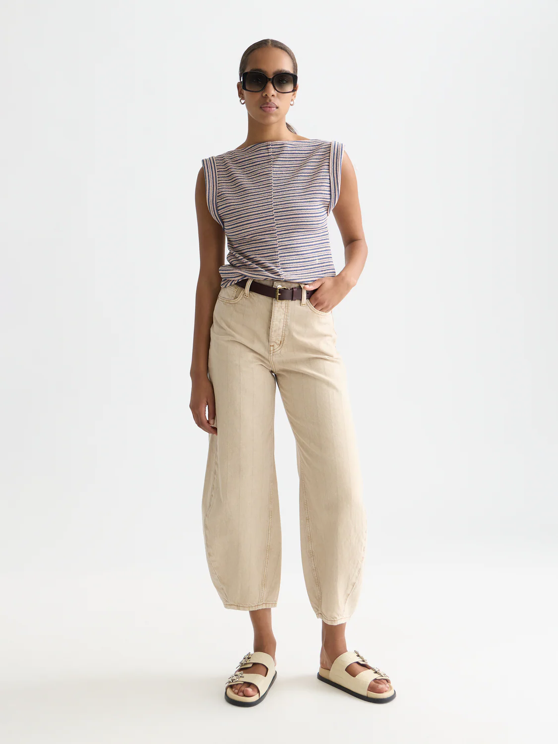 Striped Rolled Sleeve T-shirt - Image 2