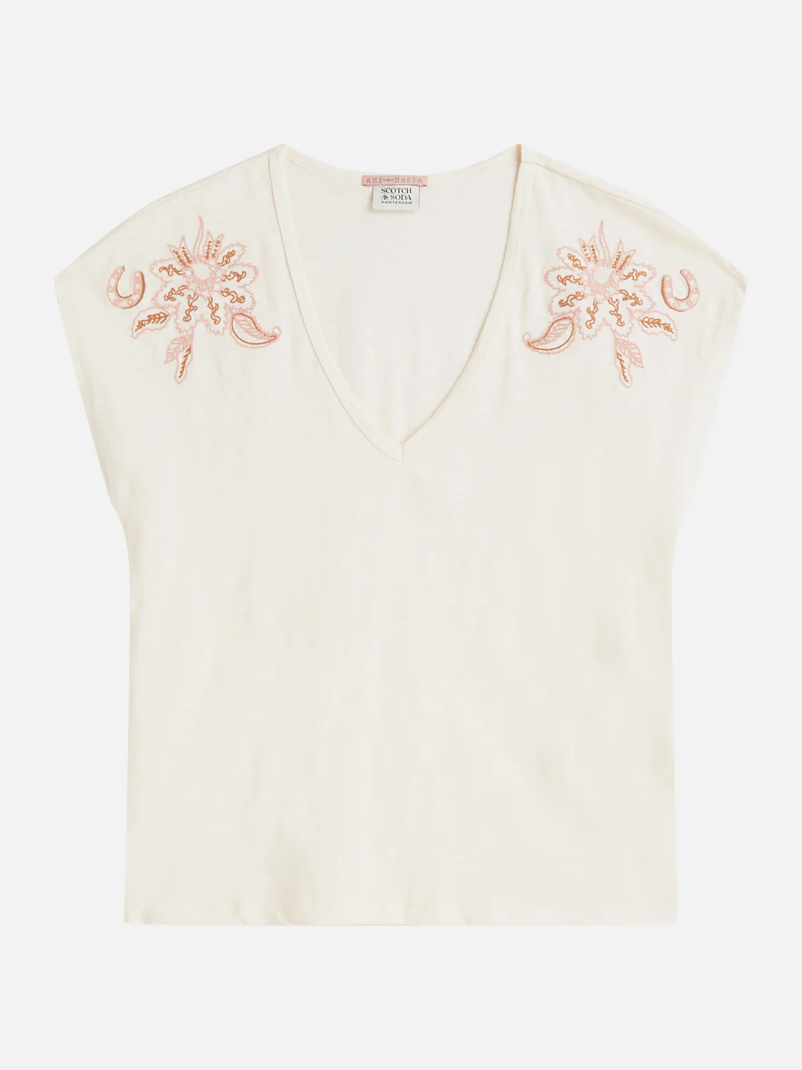 Embroidered V-neck T-shirt - Image 12