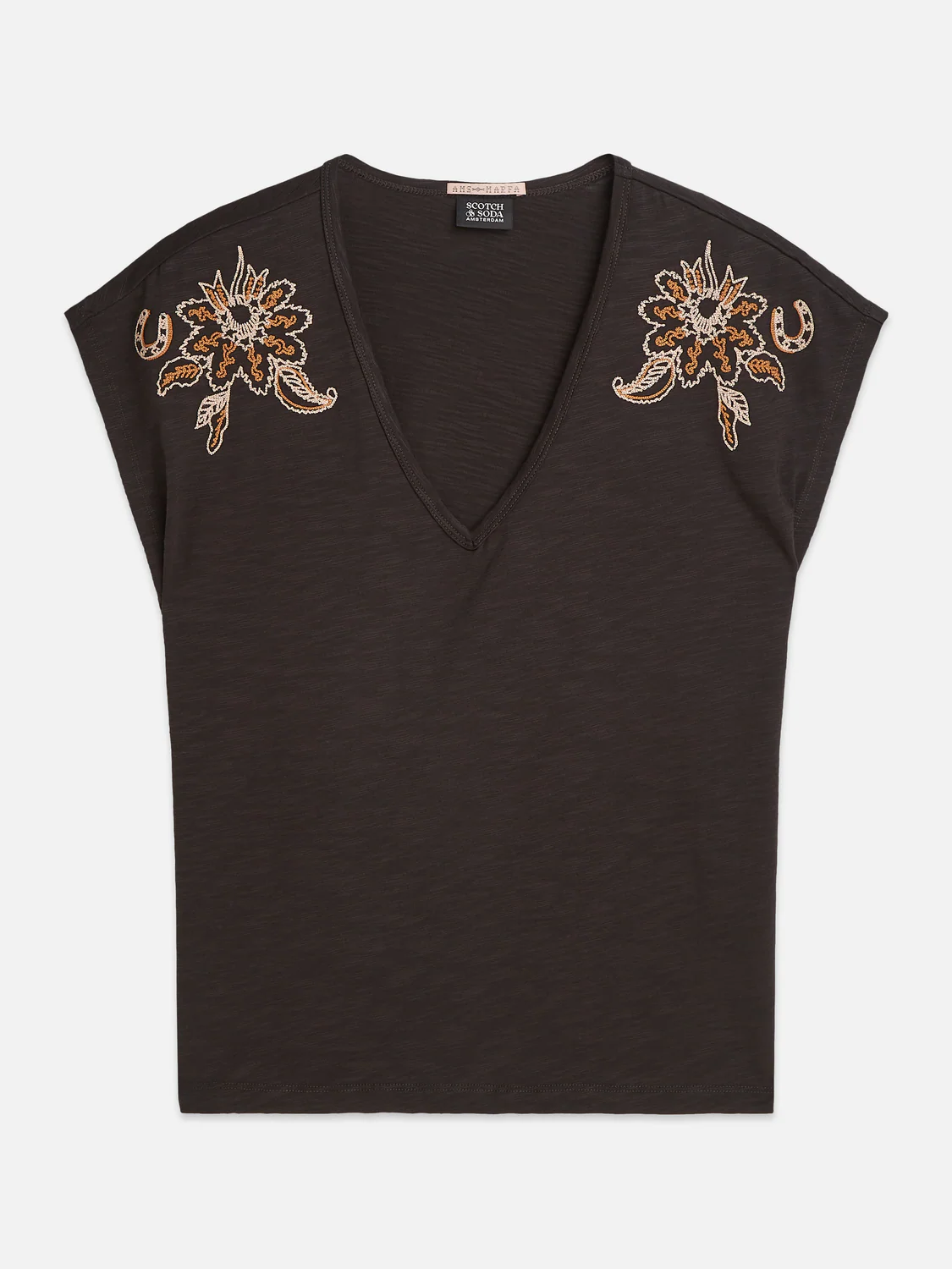 Embroidered V-neck T-shirt - Image 5