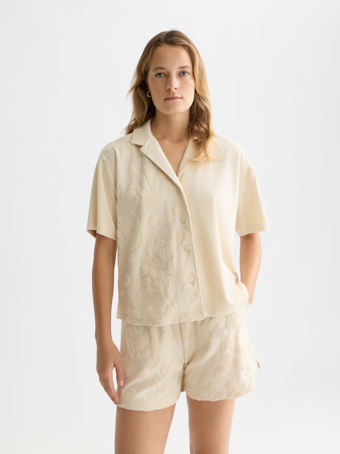Towelling short sleeve shirt