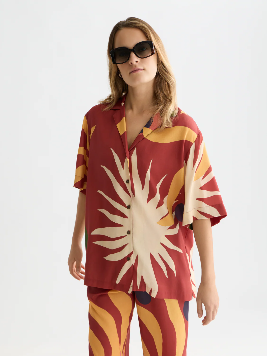 Printed short sleeve relaxed shirt