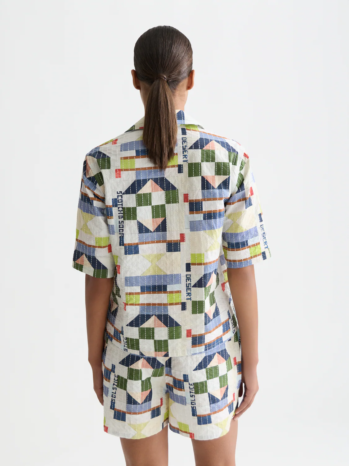Stitch-embroidered printed short sleeve shirt - Image 4