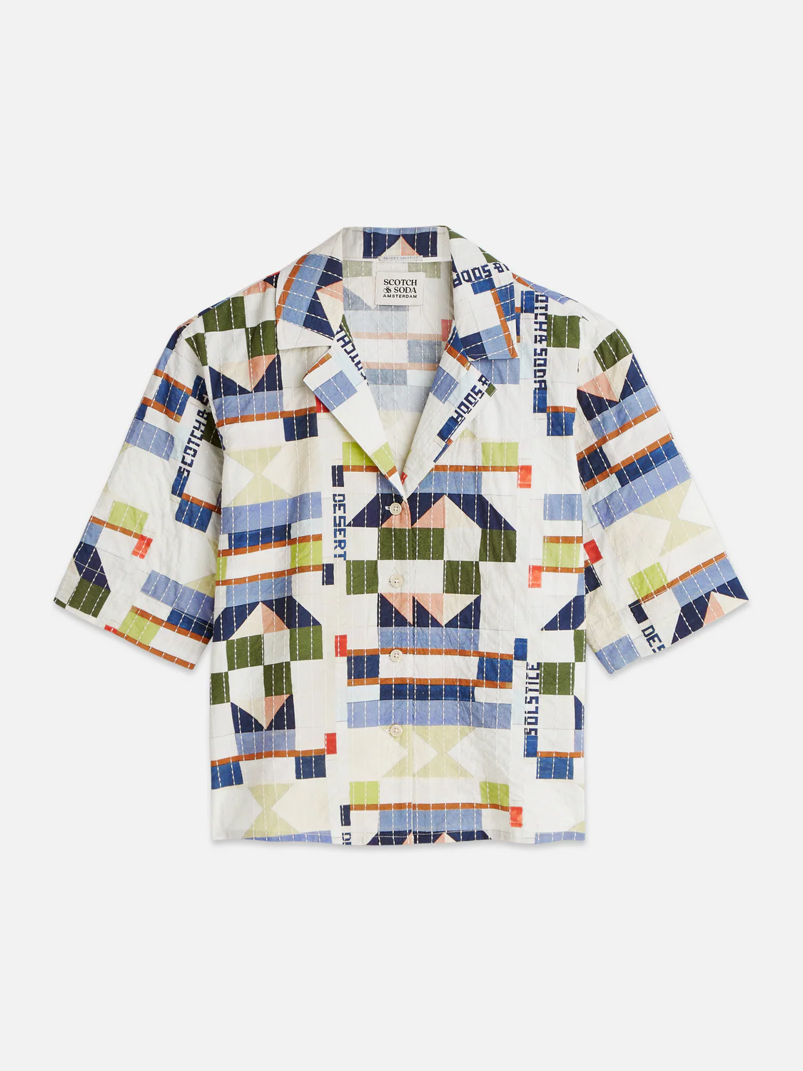 Stitch-embroidered printed short sleeve shirt - Image 5