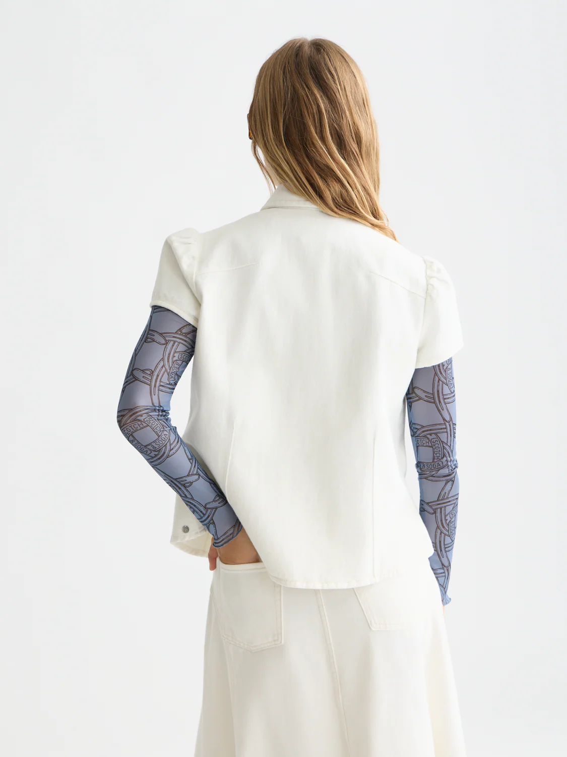 Cap sleeve denim shirt - Image 4