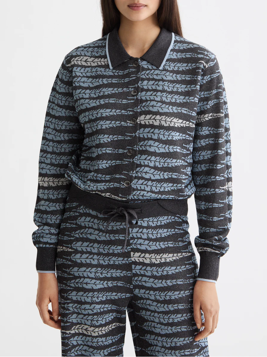 Lurex jacquard cardigan