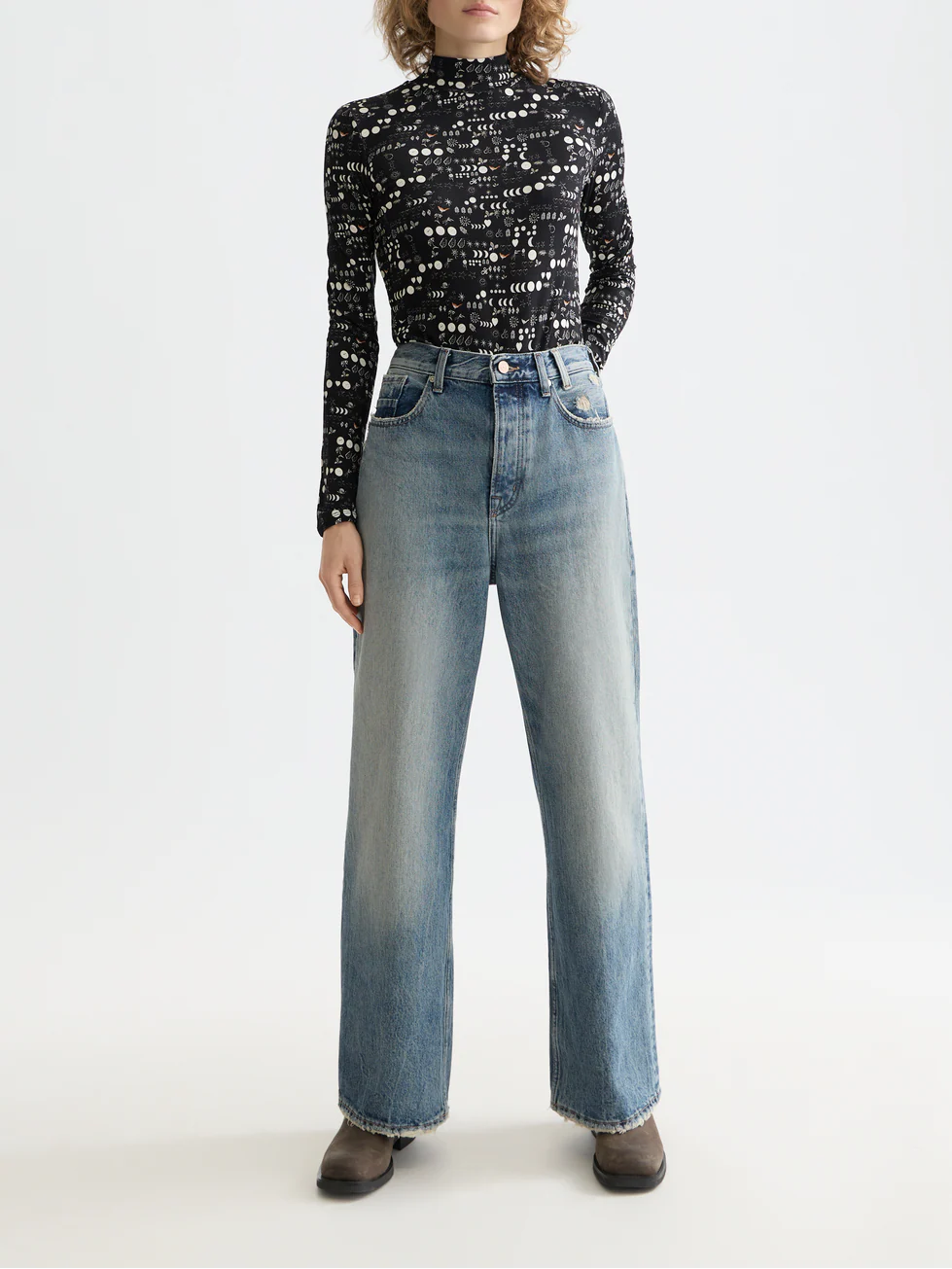 All over printed mock neck long sleeve T-shirt - Image 2
