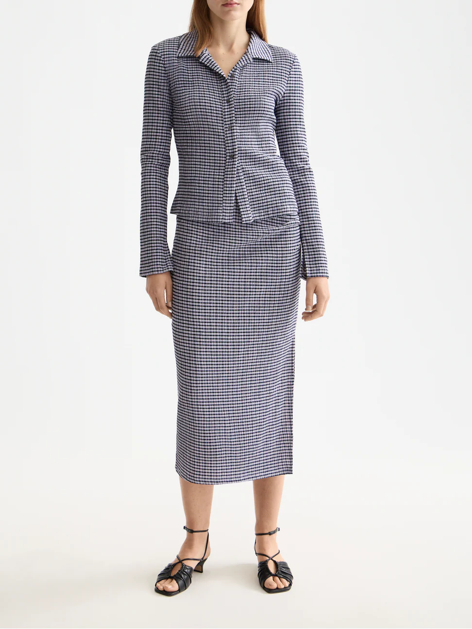 gingham button up long sleeve top - Image 2