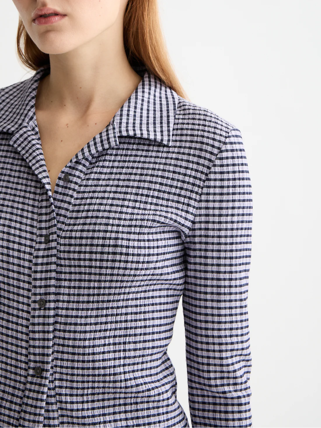 gingham button up long sleeve top - Image 3