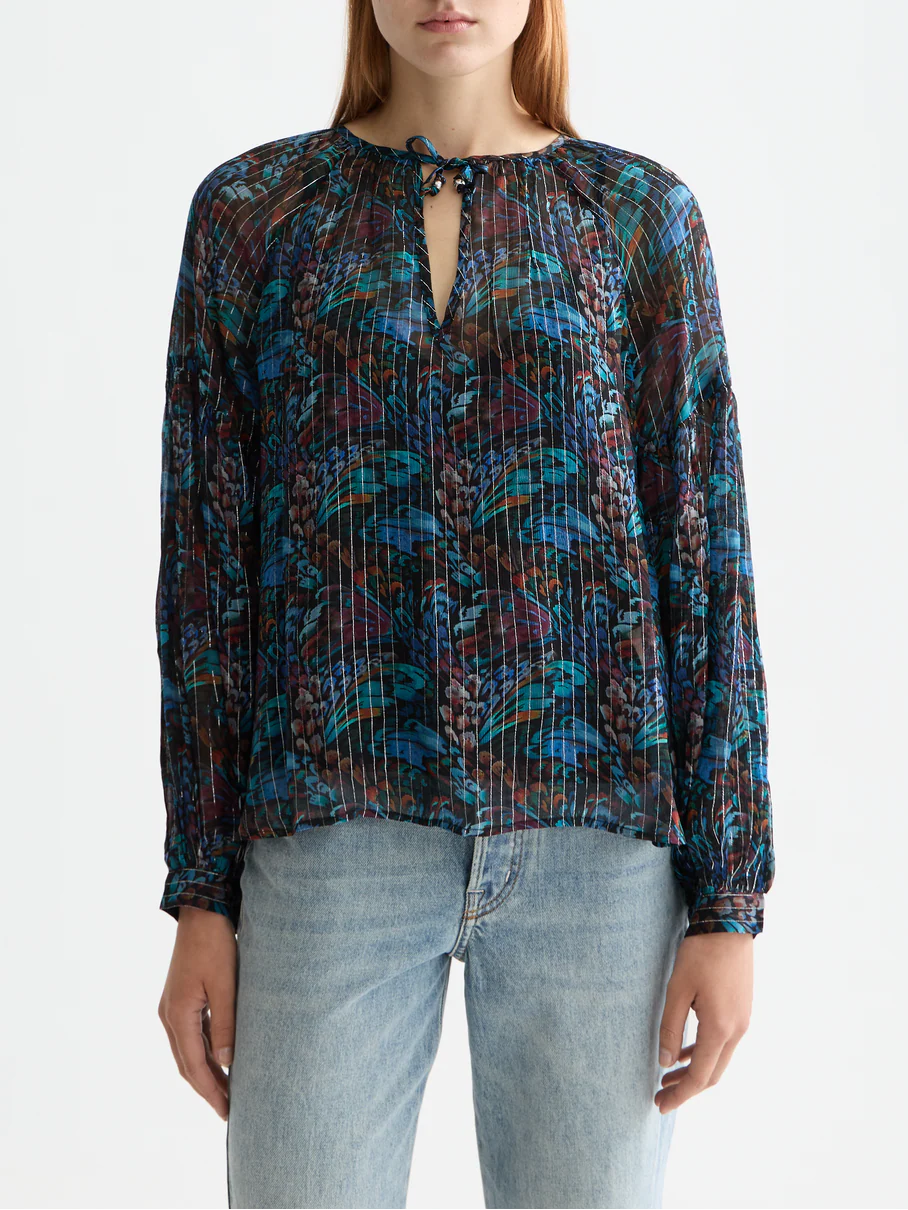Printed top with ties