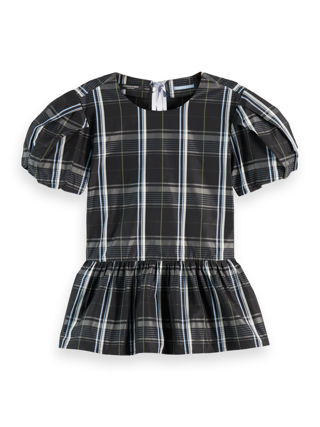 Cap sleeve taffeta top with peplum - Image 5