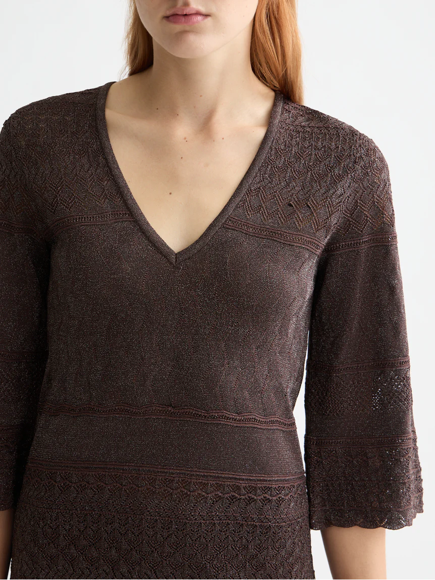 Metallic pointelle pullover - Image 3