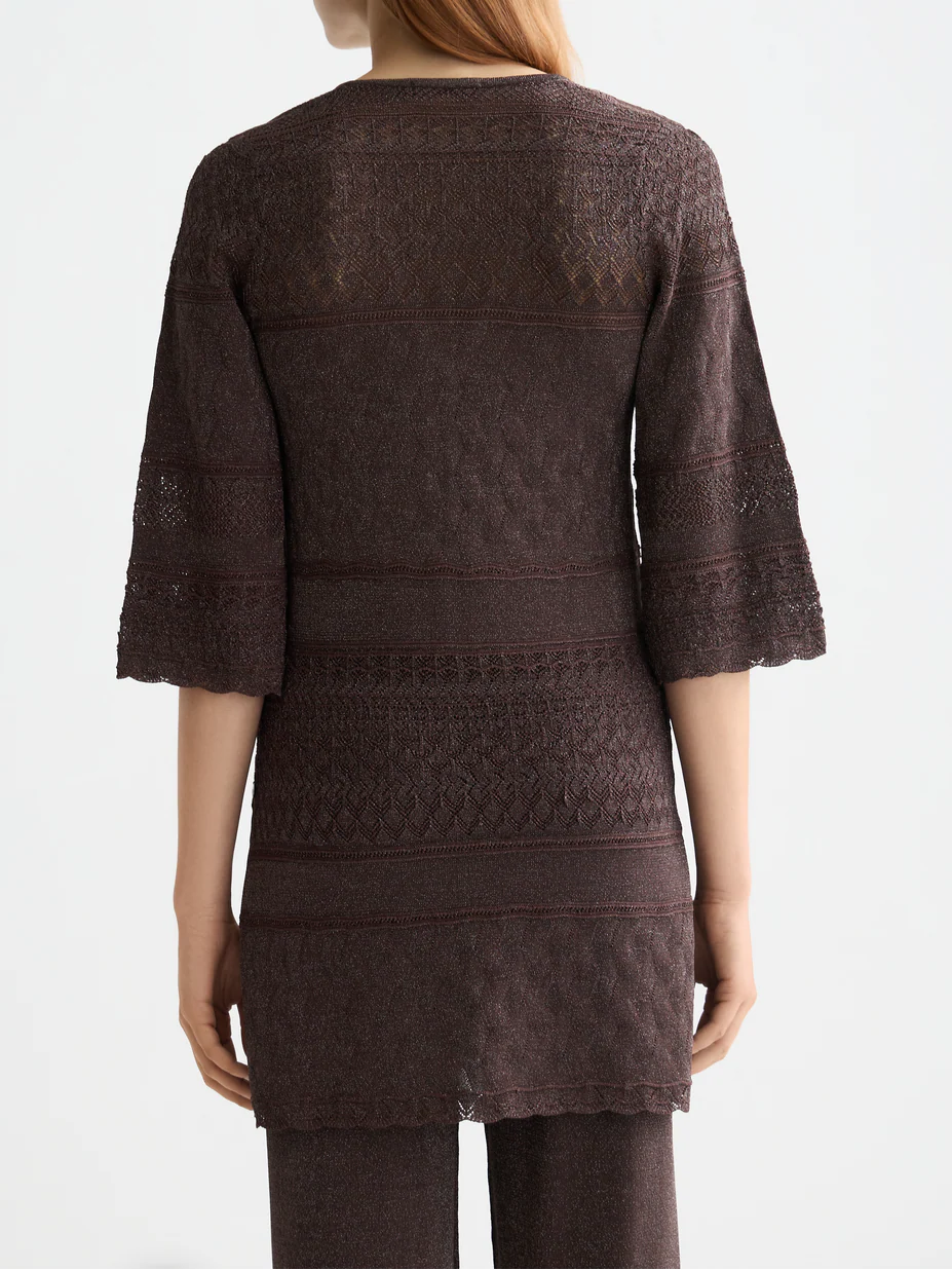 Metallic pointelle pullover - Image 4