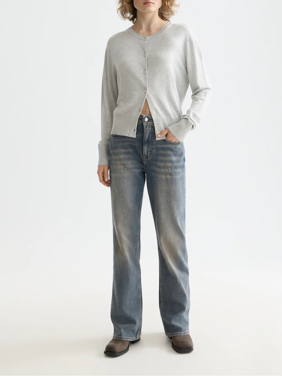 Crew neck relaxed cardigan - Image 8