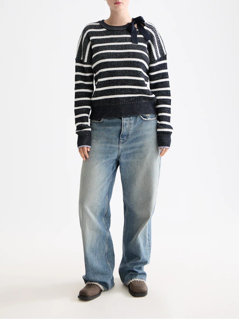 Stripe tie neck pullover - Image 2