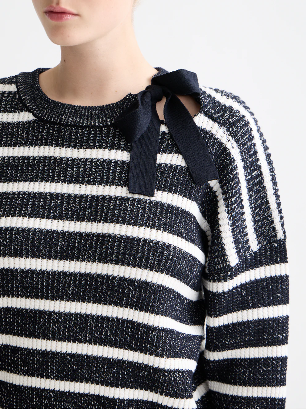 Stripe tie neck pullover - Image 3