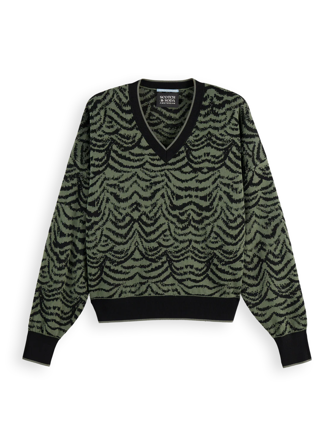 Jacquard V-neck pullover - Image 5