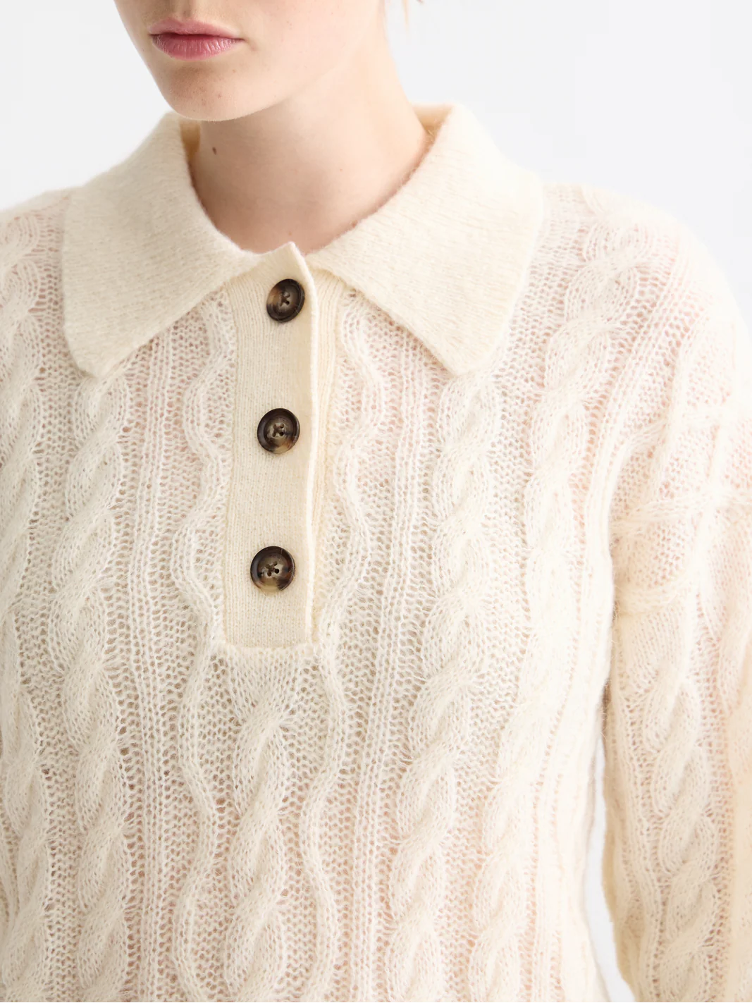 Cable stitch polo neck pullover - Image 10
