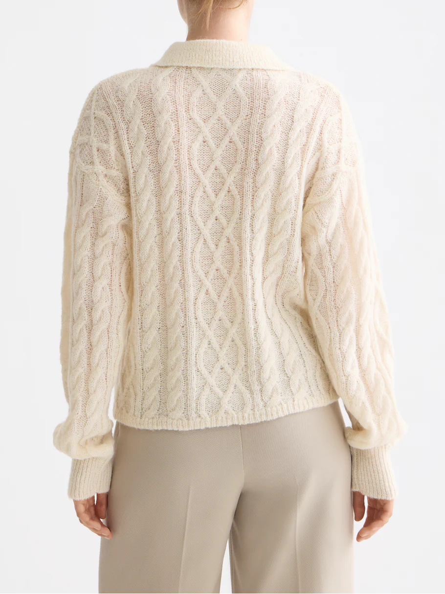 Cable stitch polo neck pullover - Image 11