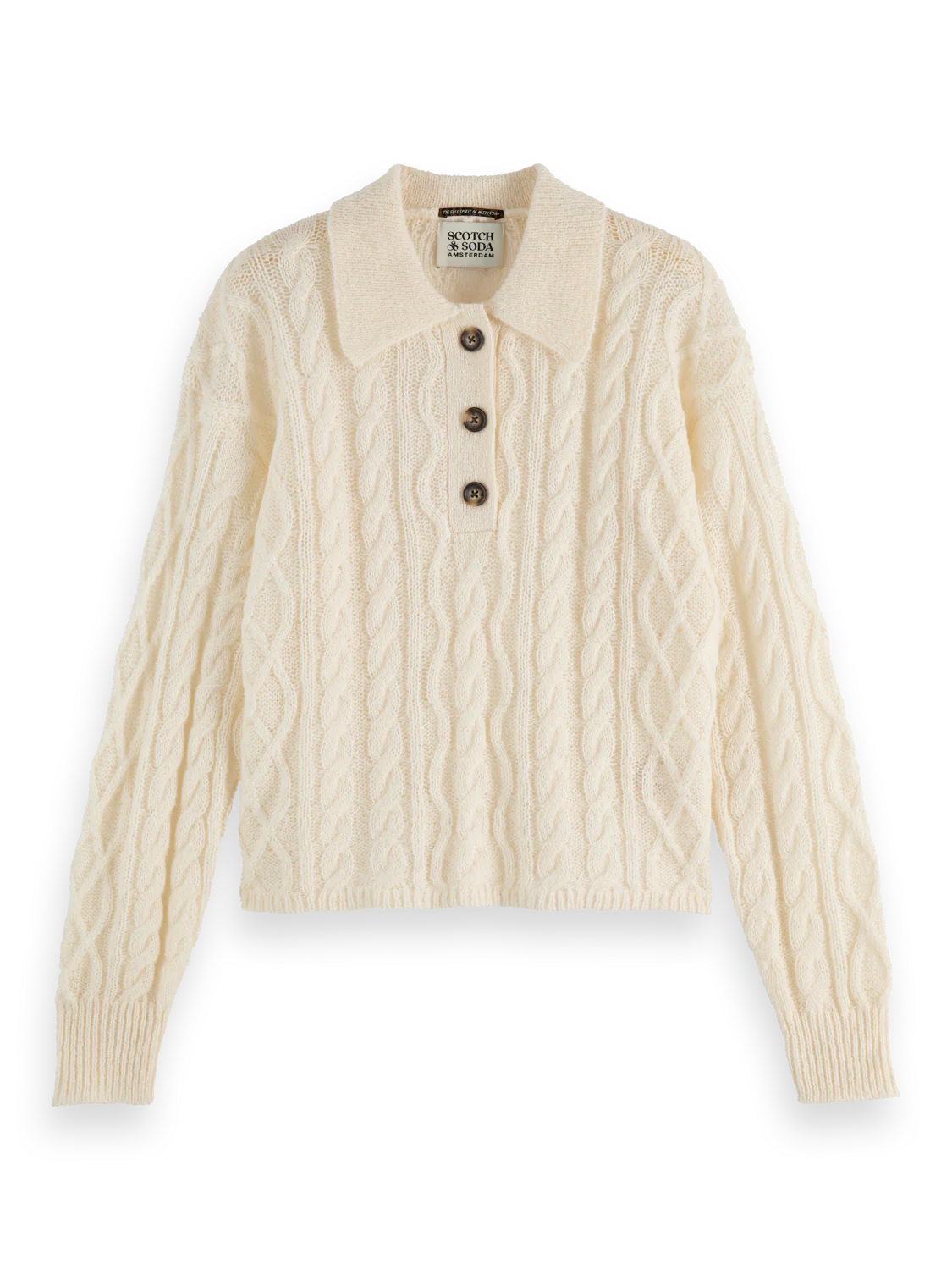 Cable stitch polo neck pullover - Image 12