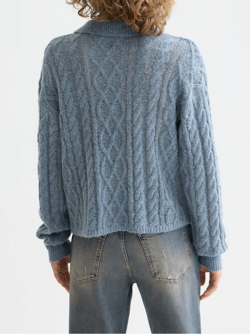 Cable stitch polo neck pullover - Image 4