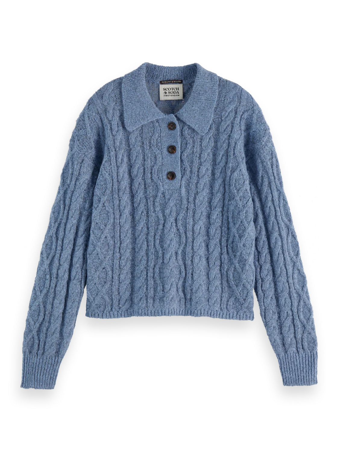 Cable stitch polo neck pullover - Image 5