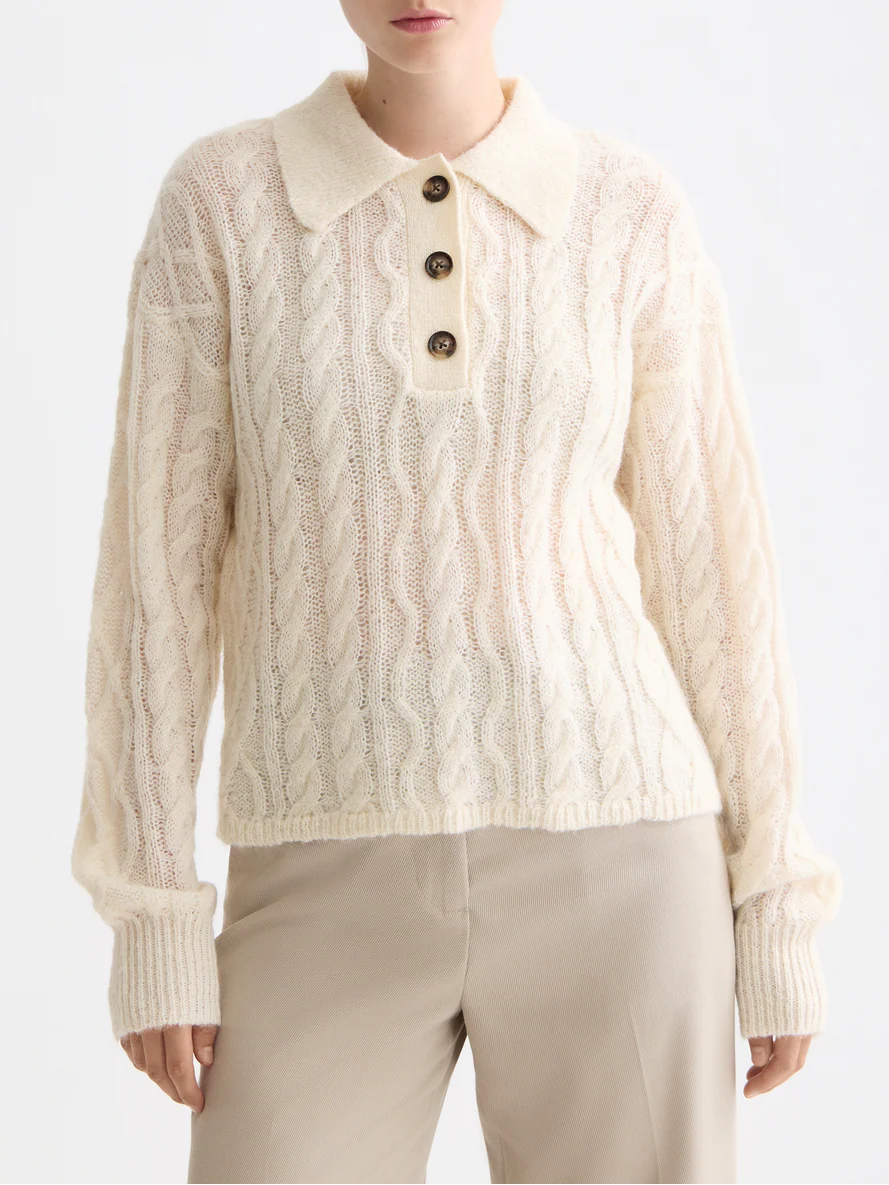 Cable stitch polo neck pullover - Image 8
