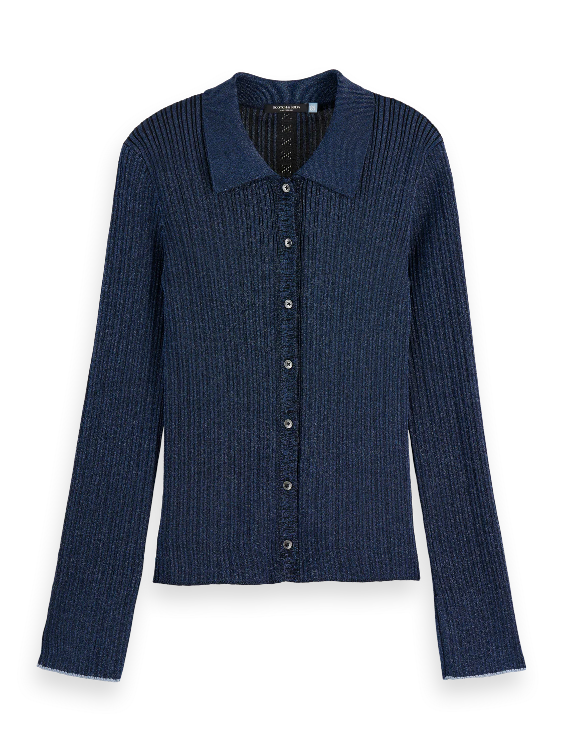 Metallic skinny rib fitted cardigan - Image 5