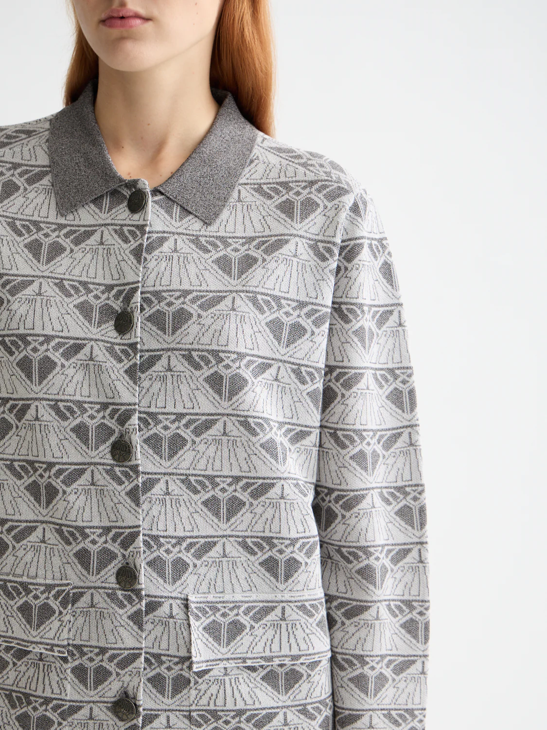 Jacquard knitted jacket - Image 3