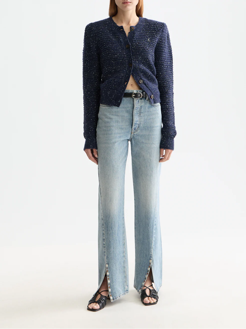 Metallic crew neck cardigan - Image 2