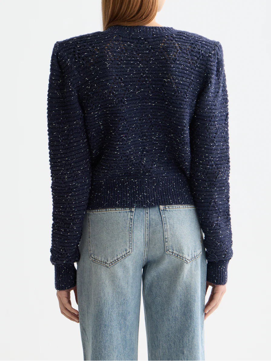 Metallic crew neck cardigan - Image 4
