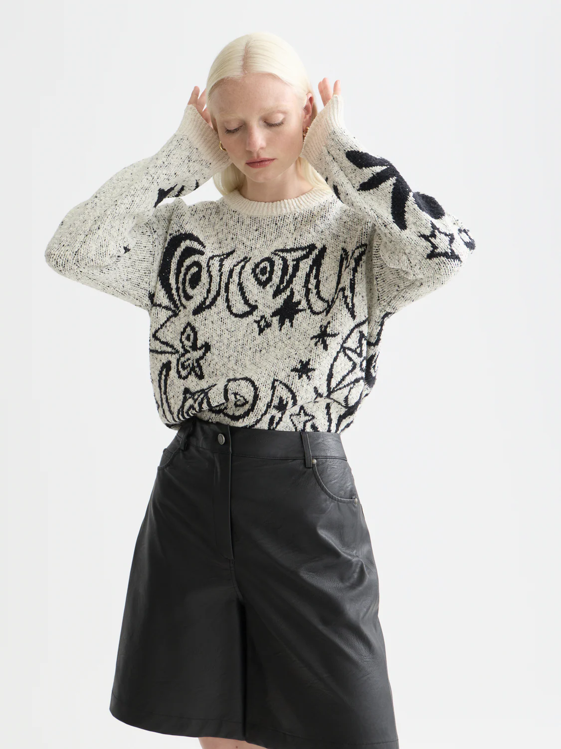 Jacquard motif oversized pullover - Image 3