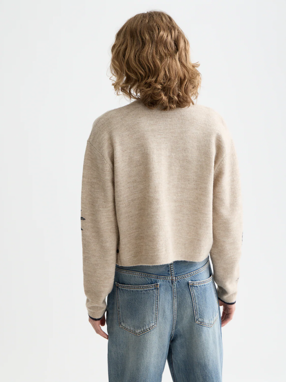 Embroidered crew neck cardigan - Image 4