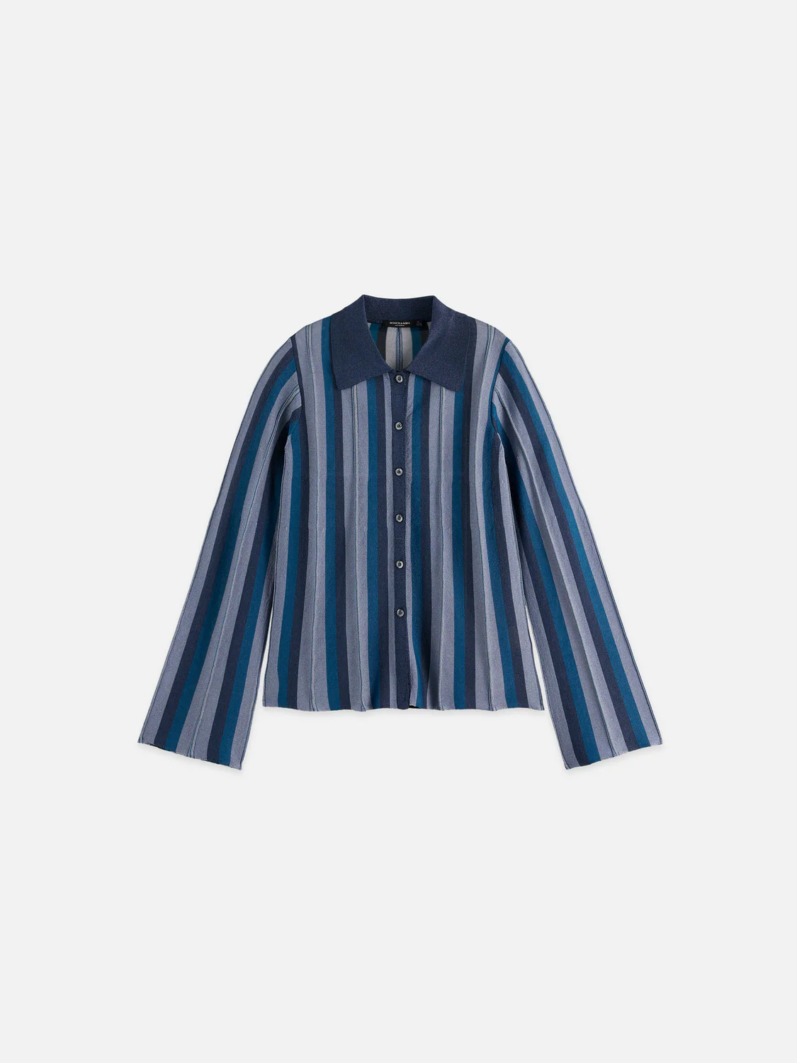 Pleated stripe collared cardigan - Image 5