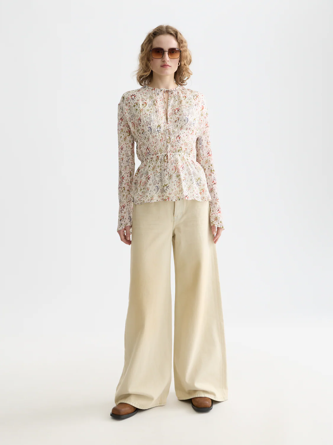 Printed Tie-Neck Woven Top - Image 2