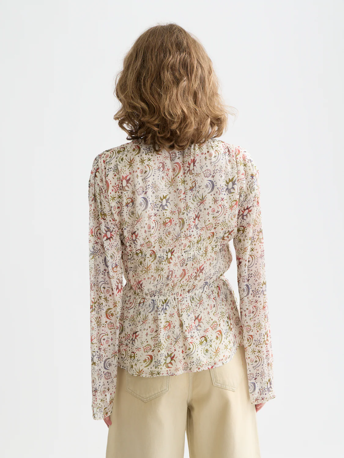 Printed Tie-Neck Woven Top - Image 4