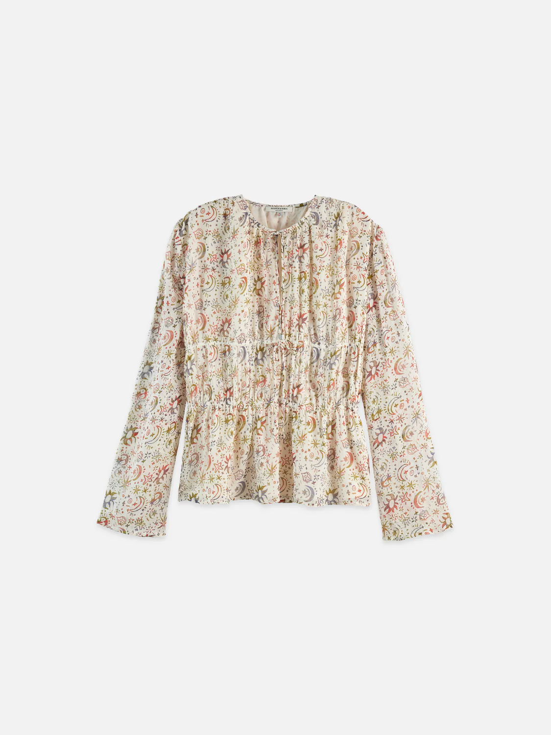 Printed Tie-Neck Woven Top - Image 6
