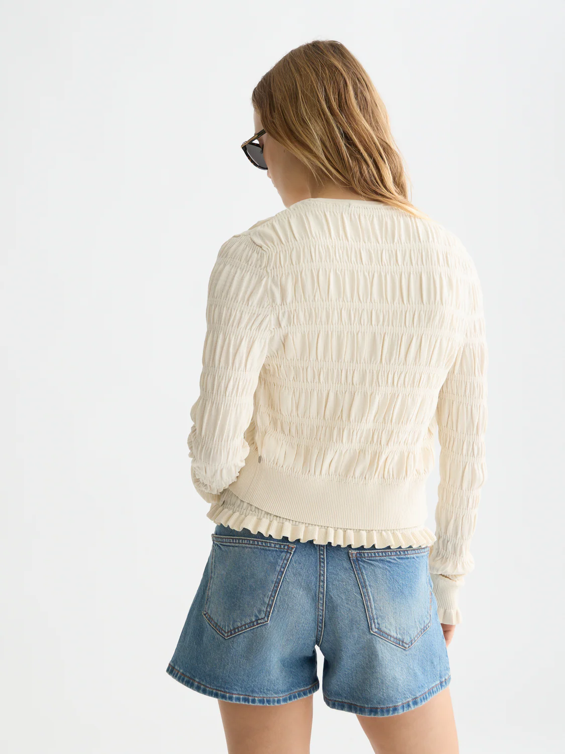 Smock stitch crew neck cardigan - Image 4