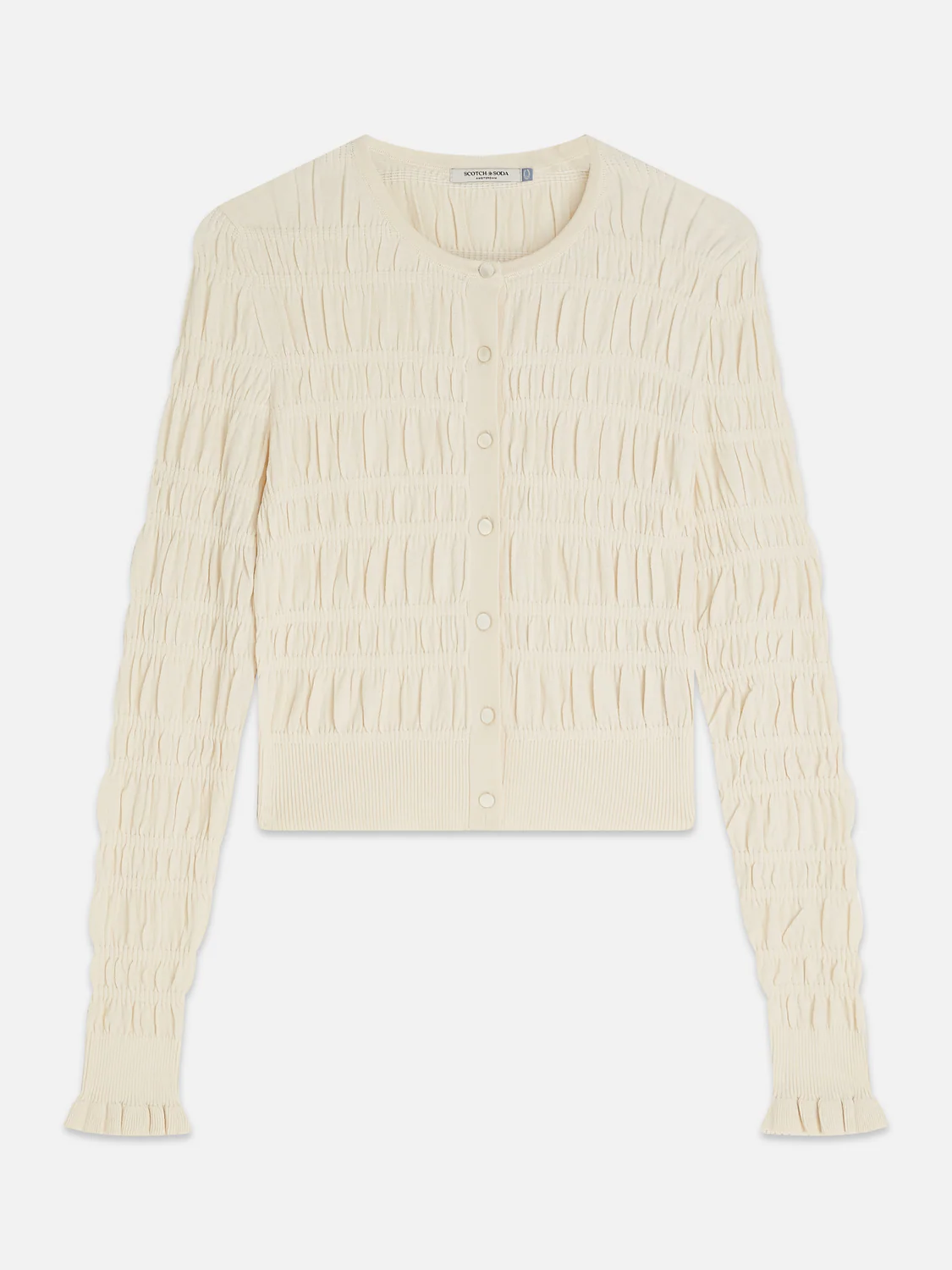 Smock stitch crew neck cardigan - Image 5