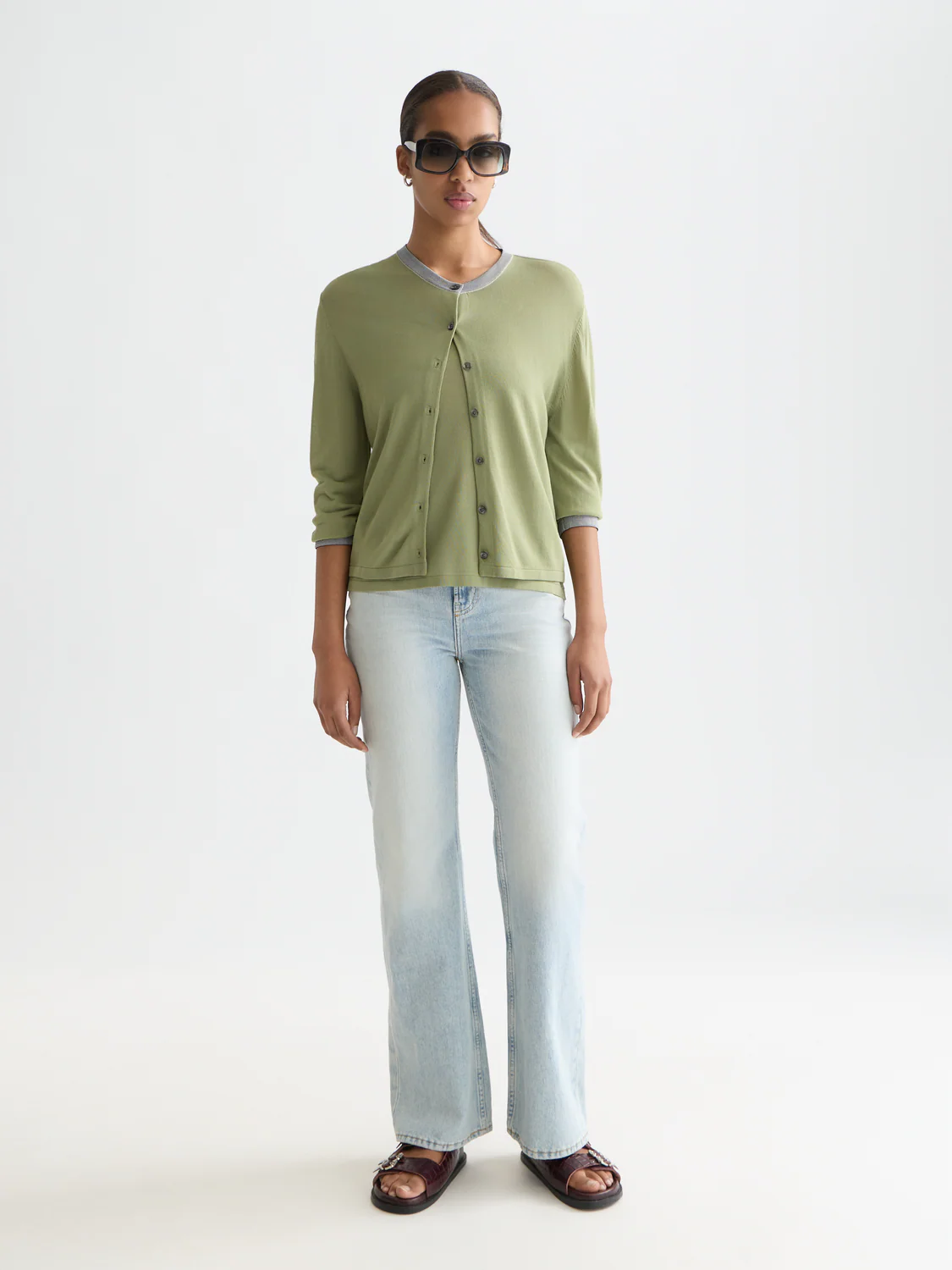 Stripe trim relaxed cardigan - Image 2