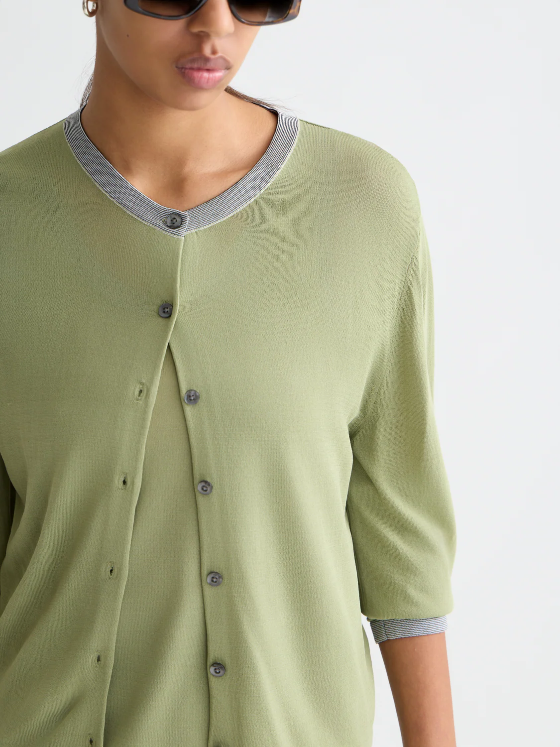 Stripe trim relaxed cardigan - Image 3